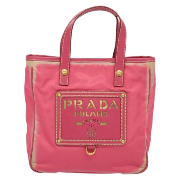 PRADA Hand Bag Nylon 2way Pink Gold Auth 134444 - Picture 2 of 16